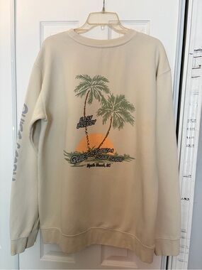 Quiet Storm Surf Shop Cream Palm Graphic Crewneck